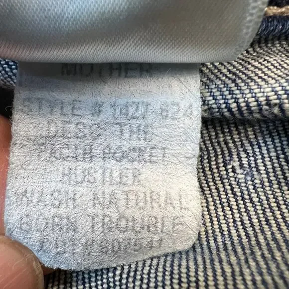 Mother The Patch Pocket Hustler Crop Jean Button Fly Half Raw Hem Size 25 - Picture 5 of 16